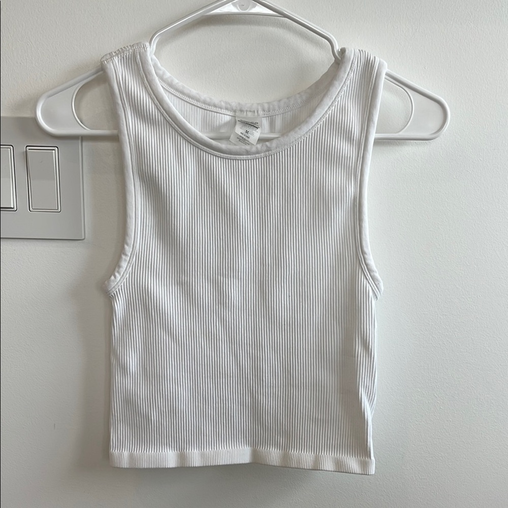 White Ribbed Tank Top